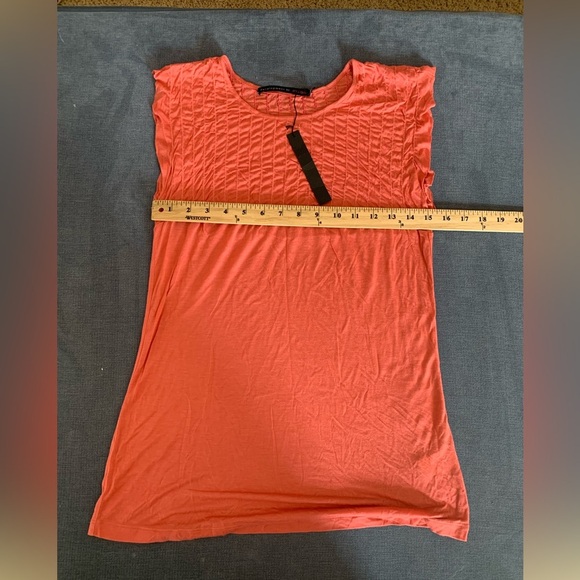 Womens Development by Erica Davies Coral Short Flutter Sleeve Smock Neck Top L - Picture 8 of 9